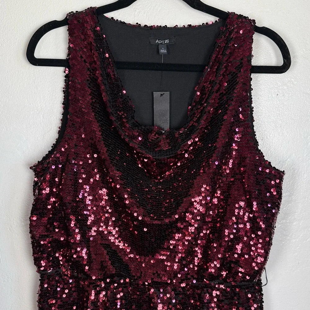 NWT Apt. 9 Burgundy Sequin Cowl Neck Cocktail Dress – Size L